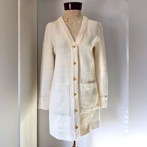 ZARA linen blend cream jacket with gold buttons. Size small